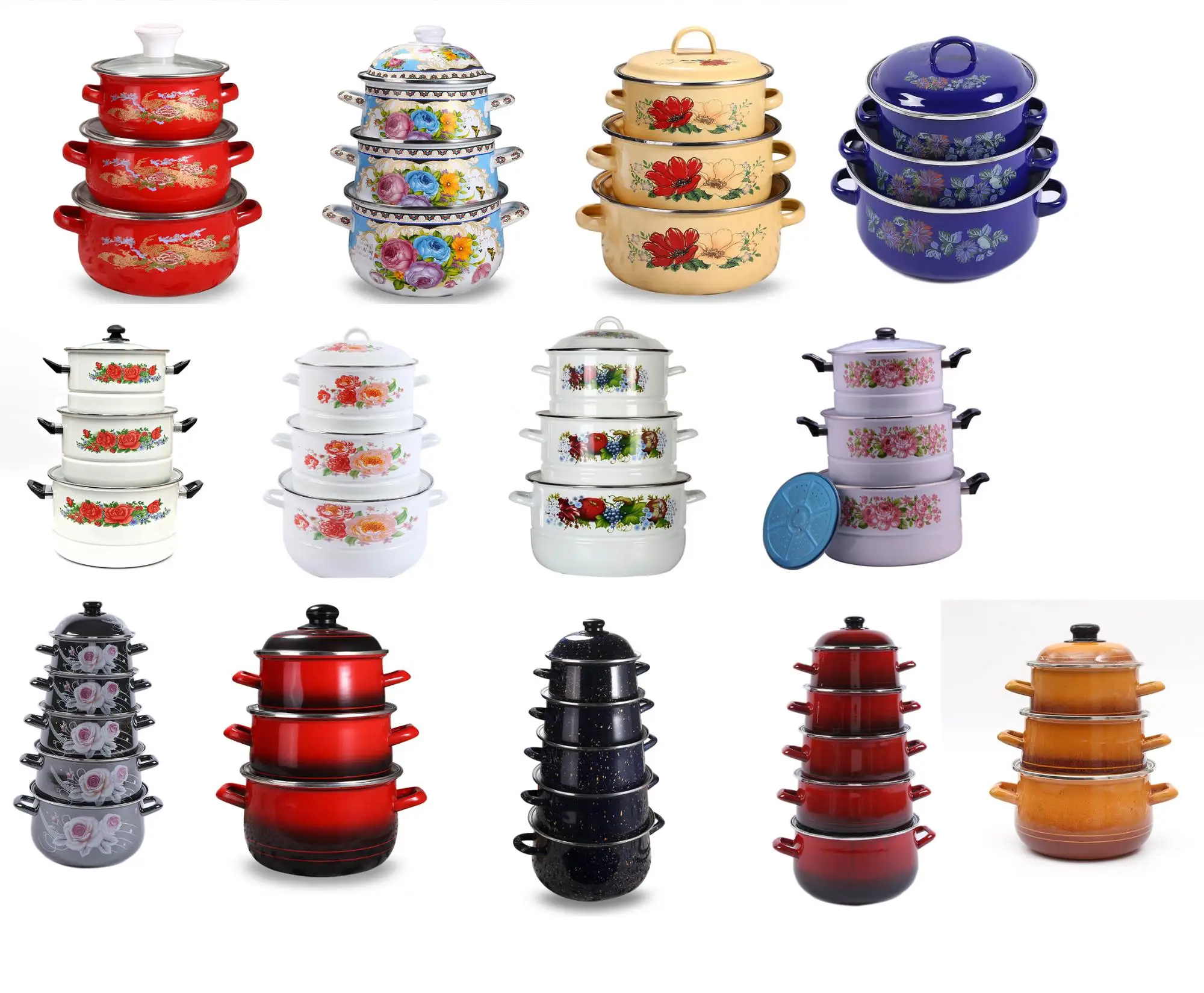 Wholesale 5pcs 806d Enamel Turkish Amc Cast Iron Casserole With Decal