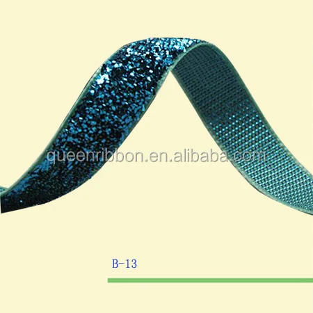 

5/8'' (16mm) Elastic Glitter Metallic Velvet Ribbon, Turquoise;pink
