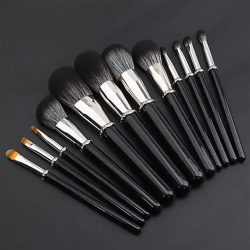 

Custom Logo Natural Hair Make Up Brushes 12 pcs Professional Makeup Kits goat hair makeup Brush Set