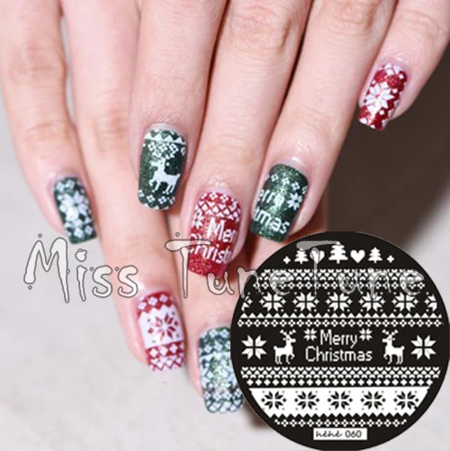 New Stamping Plate hehe60 Xmas Festival Nordic Reindeer Nail Art Stamp Template Image Transfer Stamp Plate