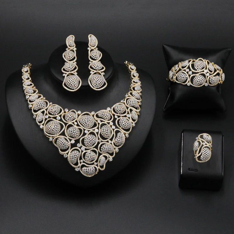 

African Jewelry Sets Woman Vietnam Gold Jewelry with Cubic Zircon Jewelry for Woman