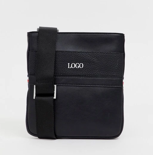 

Custom Logo Pu Leather Mini Crossbody Messenger Bag In Black