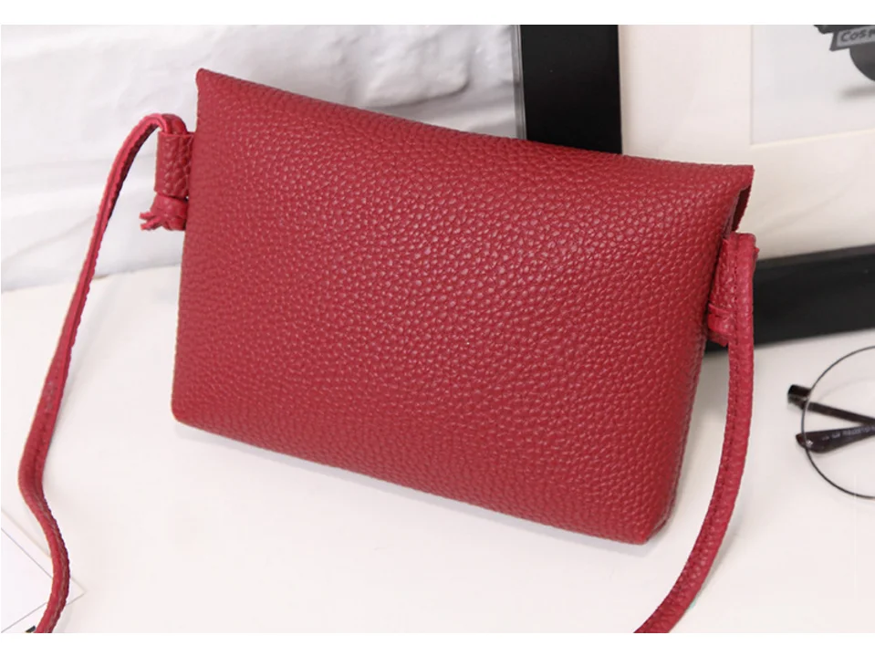 2018 Women Cheap Litchi Leather PU Small Crossbody One Shoulder Messenger Check Coin Bag