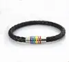 Wholesale Stainless Steel Leather Magnetic Gay Pride Gay Rainbow Bracelet