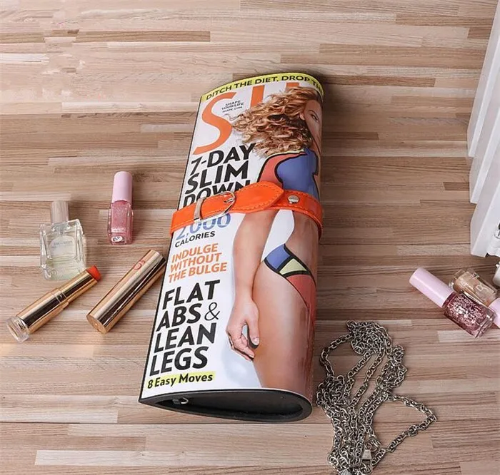 Custom fashion women evening bag print cover magazine clutch bag in cheap price
