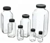 8oz French square glass beverage bottle for milk juice with Disposable lid