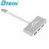 DTECH high speed silver 5Gbps 480Mbps micro TYPE-C TO USB3.0 HUB+PD Charger adapter