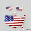 United States Us Flag Map Enamel Pendant And Earrings Sets