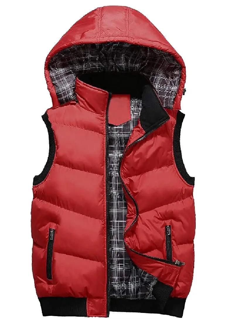 Abetteric Men Large Size Packable Zip-Front Gilet Chunky Puffy Vest