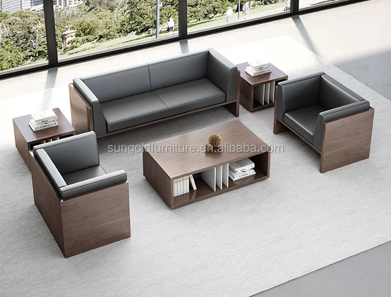 Modern Simple Office Furniture Leather Sofa Set Company Hotel High