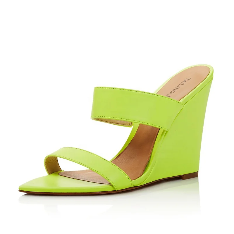 

Plus Size Wedge Sandals Slippers Women Wedges High Heel Mules Ladies Heels Shoes, Neon green, neon pink, gold