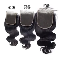 

Wholesale transparent bleach knot cuticle aligned 4X4 5X5 6x6 7X7 middle 3 part pre-plucked Brazilian human frontal lace closure