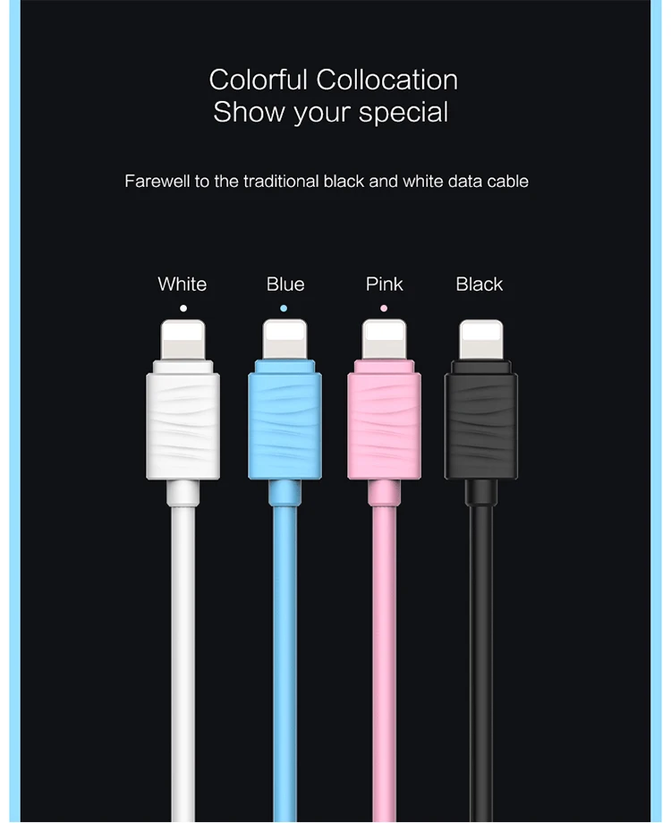 Joyroom Waves Series TPE 2.0A Fast USB Data Sync Charger 8 pin usb Charging Cable for iPhone X 8 8 plus 7 6 5 se - ANKUX.COM