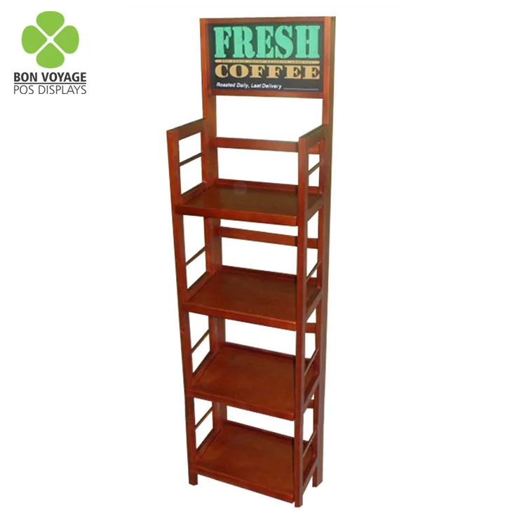 High Quality 4 Shelves Tall Wood Grocery Store Display For Food Buy