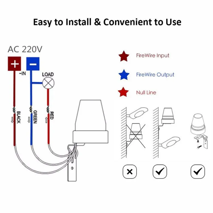 Light control sensor photocell схема подключения