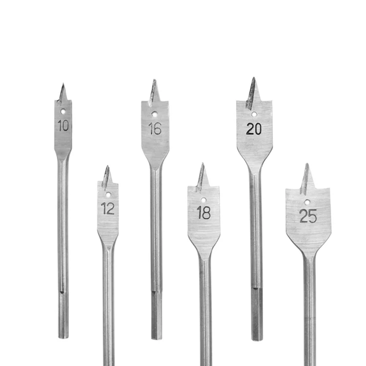 6pcs Flat Spade Drill Bits With Plastic 