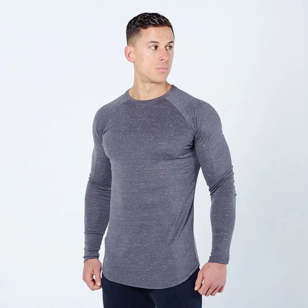 90%ployester 10%spandex Fitness Long Sleeve Wear Men T-shirts With ...