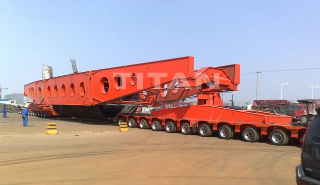 重型桥梁运输车液压模块化半挂车,用于桥梁运输的多轴液压平板拖车