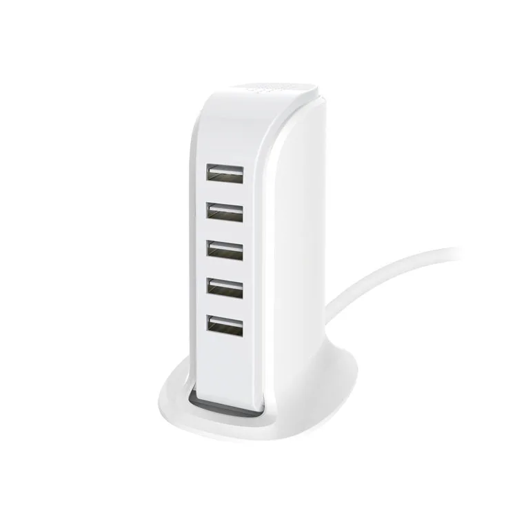 

5-Port Smart IC Technology Desktop USB Hub Charging Station for iPhone Samsung, White