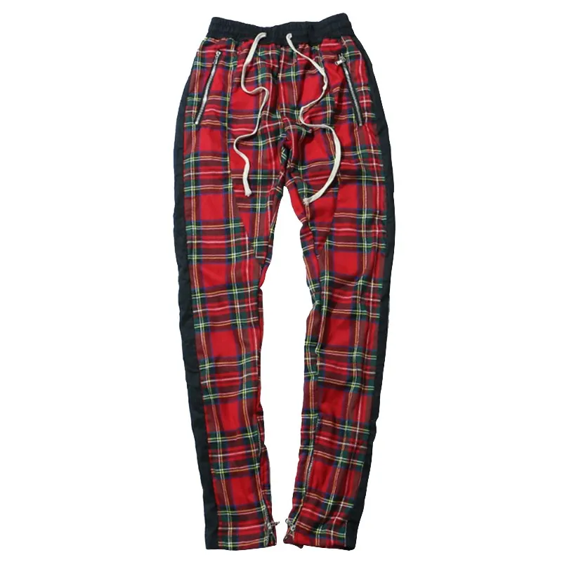 red plaid track pants mens