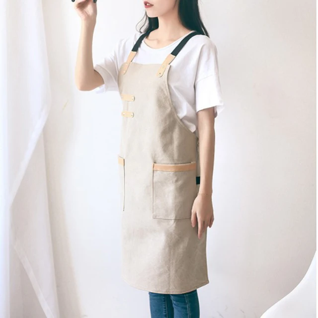 
Canvas Work bbq Apron Customized Logo Tool Apron Garden Aprons with Tool Pockets 