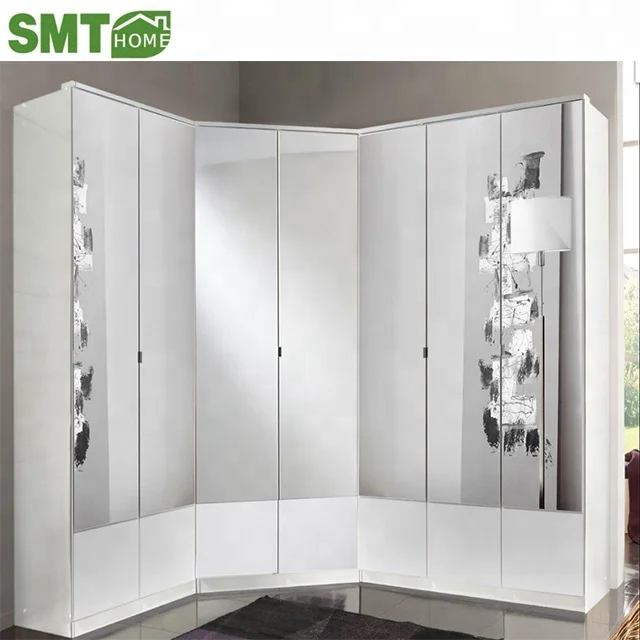 2019 Cheap Melamine Mdf Bedroom Mirror Laminate Corner Wardrobe