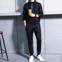 

Low MOQ Black color Blank Jogger Sweat Sport Wear Suit for Men