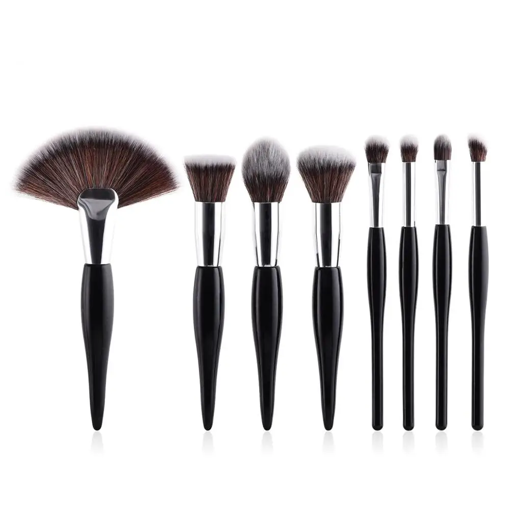 

March Expo 8pcs black silver make up brushes professional cosmetic set