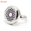 Amazon hot sales! Aromatherapy Jewelry Flower 316l Stainless Steel Essential Oil Magnetic Locket Ring DIY Aroma Rings for finger
