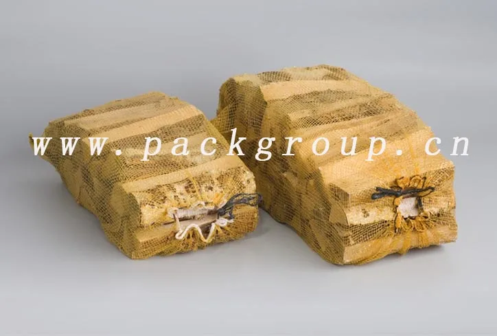 sell 10kg orange color firewood mesh bags