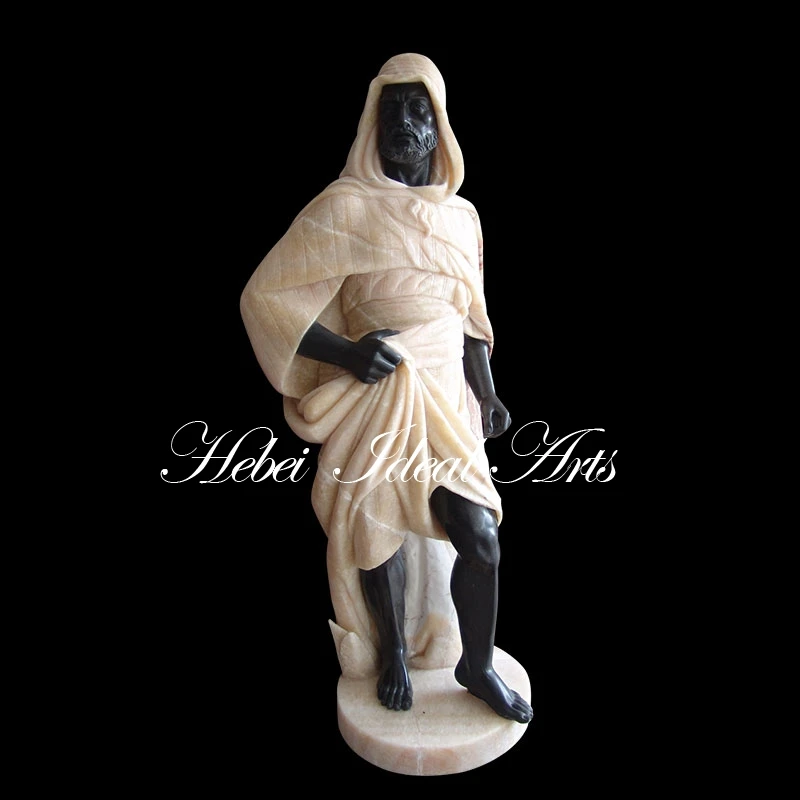 Carving Process Marble Mixed Color Garden Old Black African Man Statues
