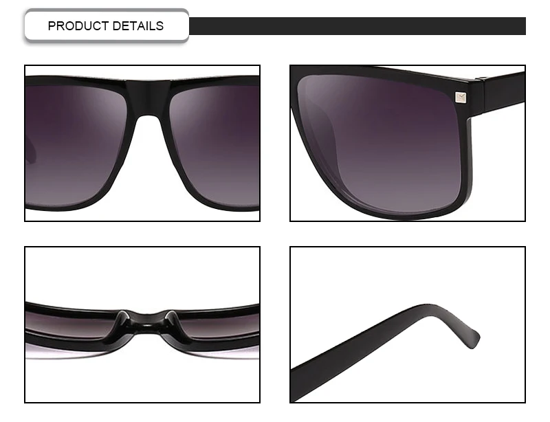 Fashion Square Frame 100% UV Protection Men TAC Custom Logo Sunglasses
