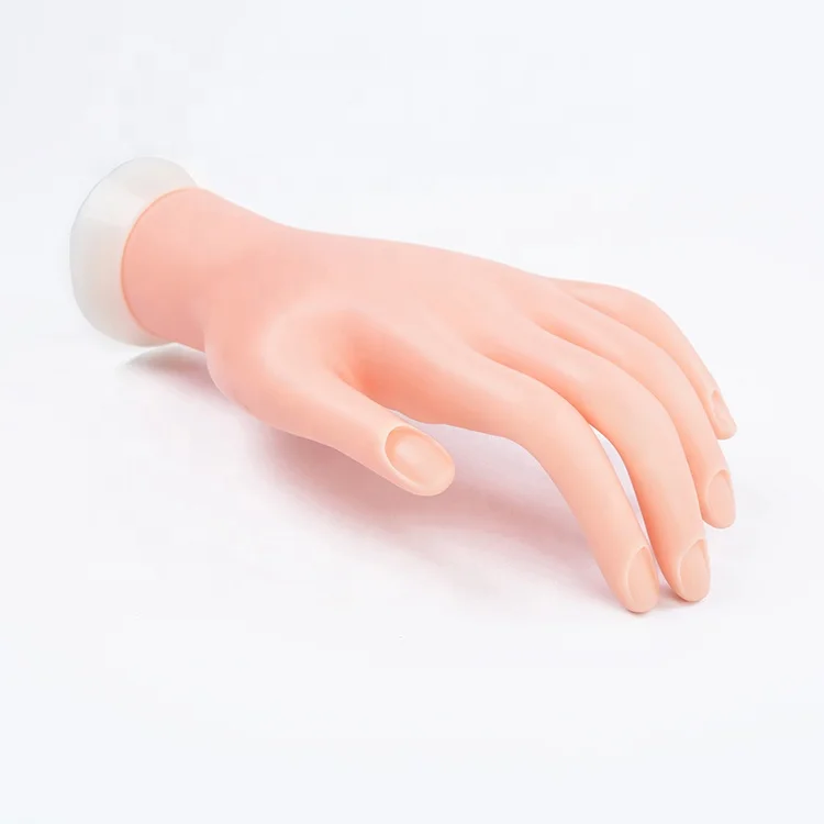 

Flexible Nail Art Training Plastic Practice Hand False Artificial Hands, Skin-color