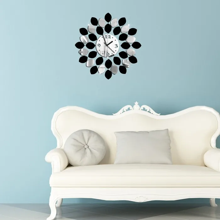 

Preciser Wall Clock Silver Modern Luxury DIY Crystal Mirror