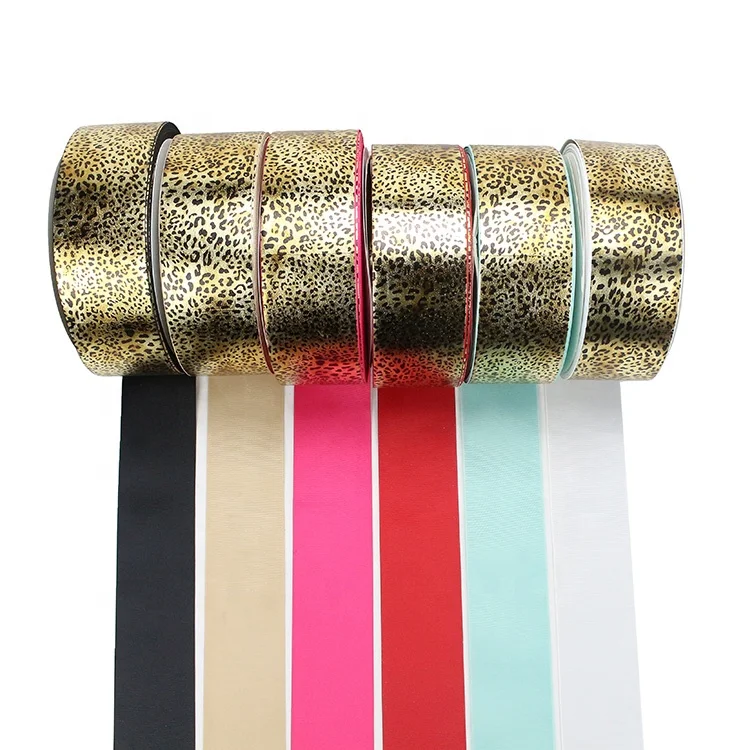 

Fashion Clothes Accessories 75mm Hair Ribbon Hologram Printed Animal Leopard Grosgrain Ribbon, Request