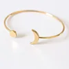 Women Silver Plated Round Adjustable Moon Sun Open Bangle Simple Chic Moon Bangle
