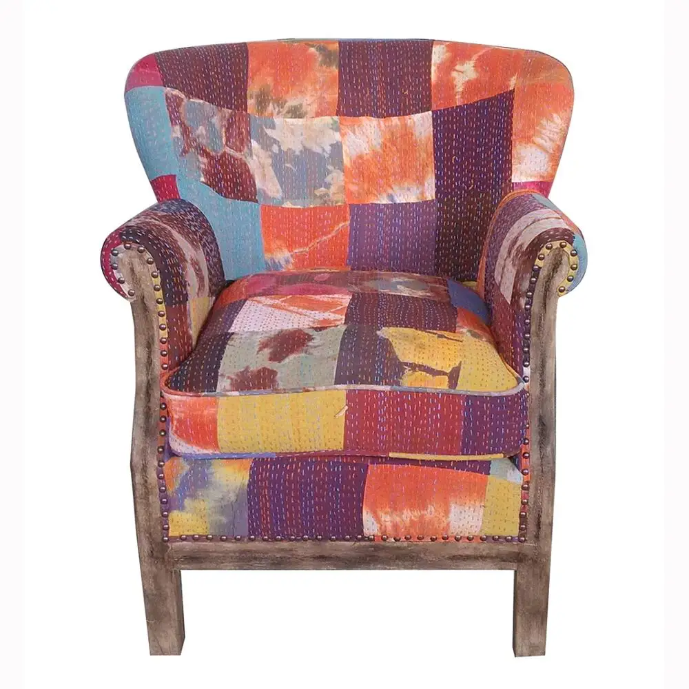 New Design Wood Printed Fabric Patchwork Armchair Buy Patchwork