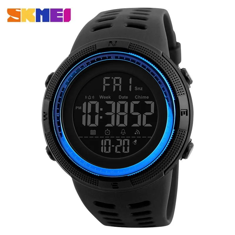 

SKMEI Men Sports Watches Countdown Double Time Watch Alarm Chrono Digital Wristwatches 50M Waterproof Relogio Masculino 1251