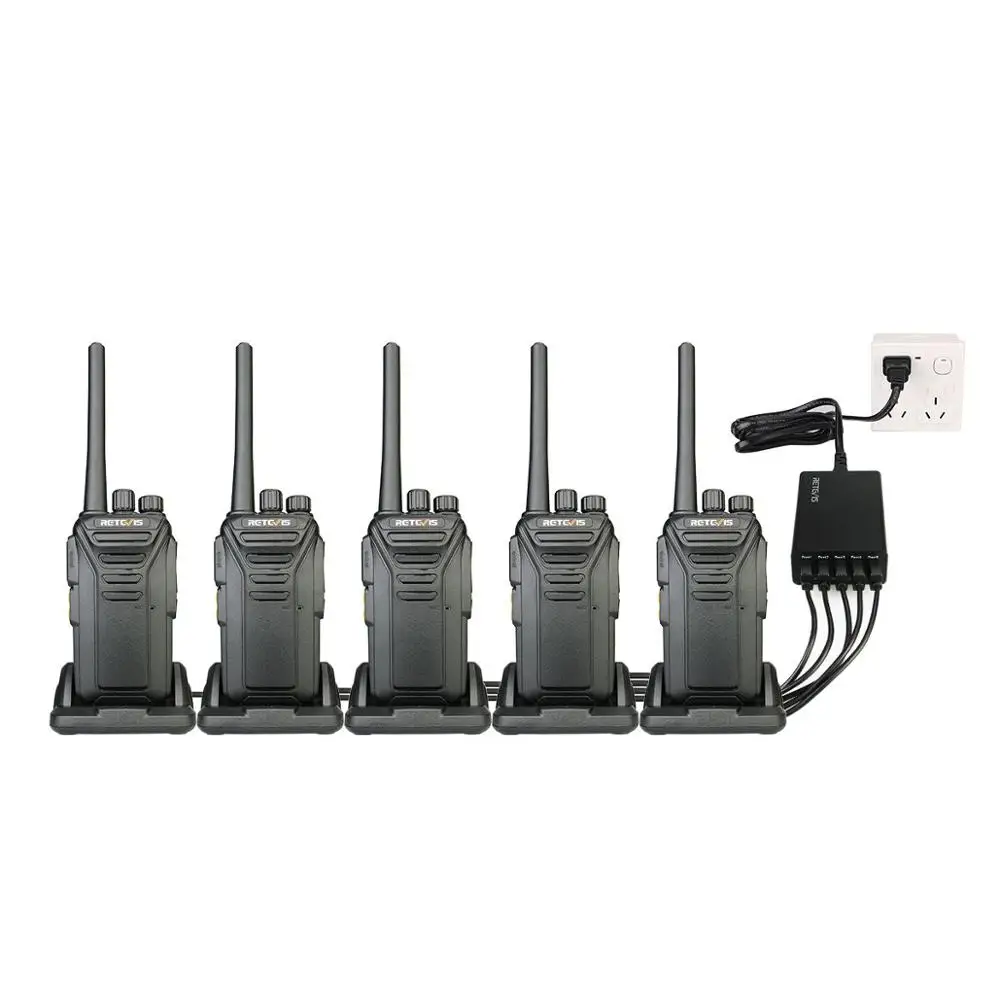 

5Pack Retevis RT27 22CH FRS license-free Walkie Talkie UHF VOX Scan CTCSS/DCS Monitor Two way Radio wih multi USB charger