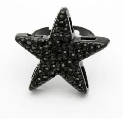LZ Jewelry Hut R22 The 2016 Fashion New Arrival Big Bright Star Adjustable Black Rings For
