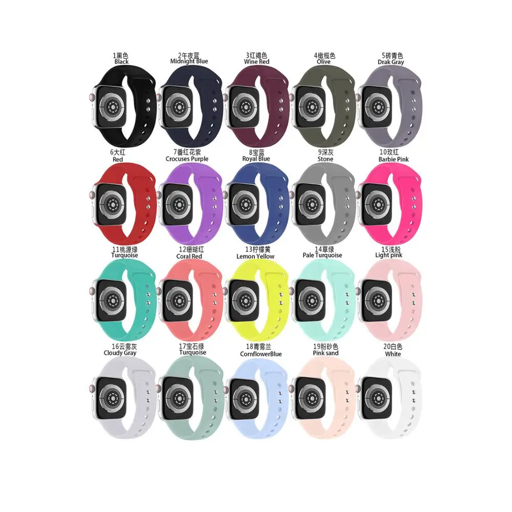 

Tschick Band For Apple Watch 44mm 42mm 40mm 38mm Soft Silicone Waterproof Replacement Watch Bands Wristband for Series 4/3/2/1, Multi-color optional or customized