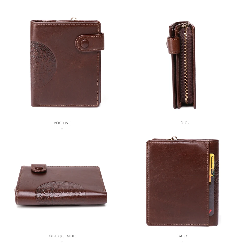 Customized Logo Hand Made Pure Leather Wallet Rfid Travel Mens Bifold Wallet Genuine Leather For