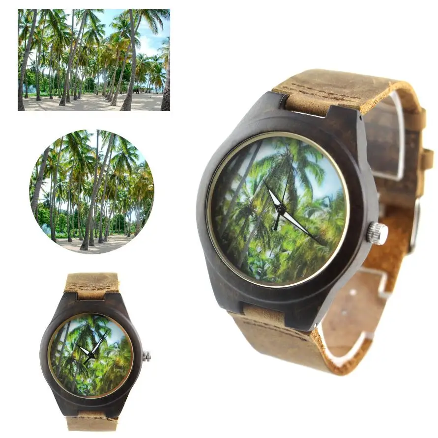 

2021 New Dial quartz Wood Watch Customized Your Own Photo private label sublimation blank watch, Natural wood