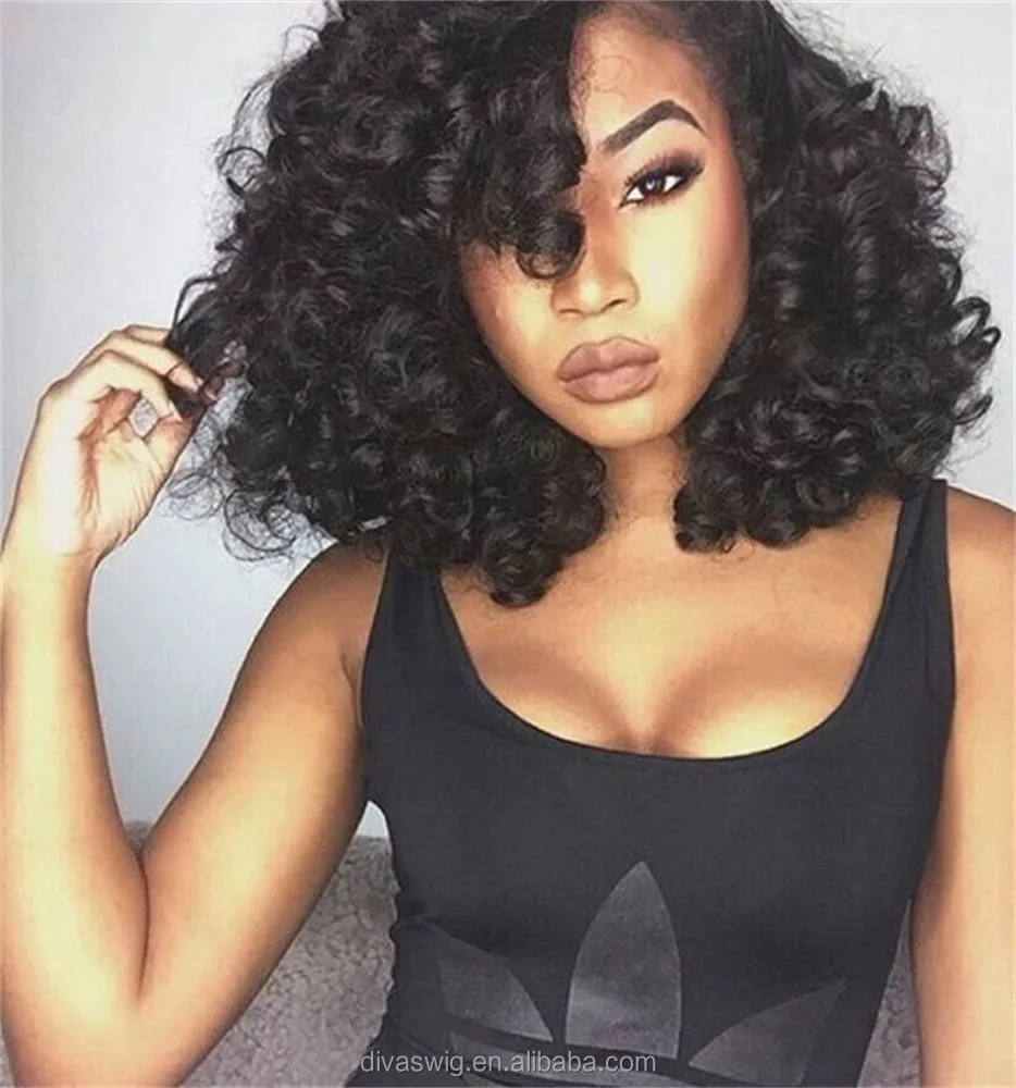 

Aliexpress 180% density Natural Black African Wig kinky Curly 360 Lace front Human Hair Wig For Black Women