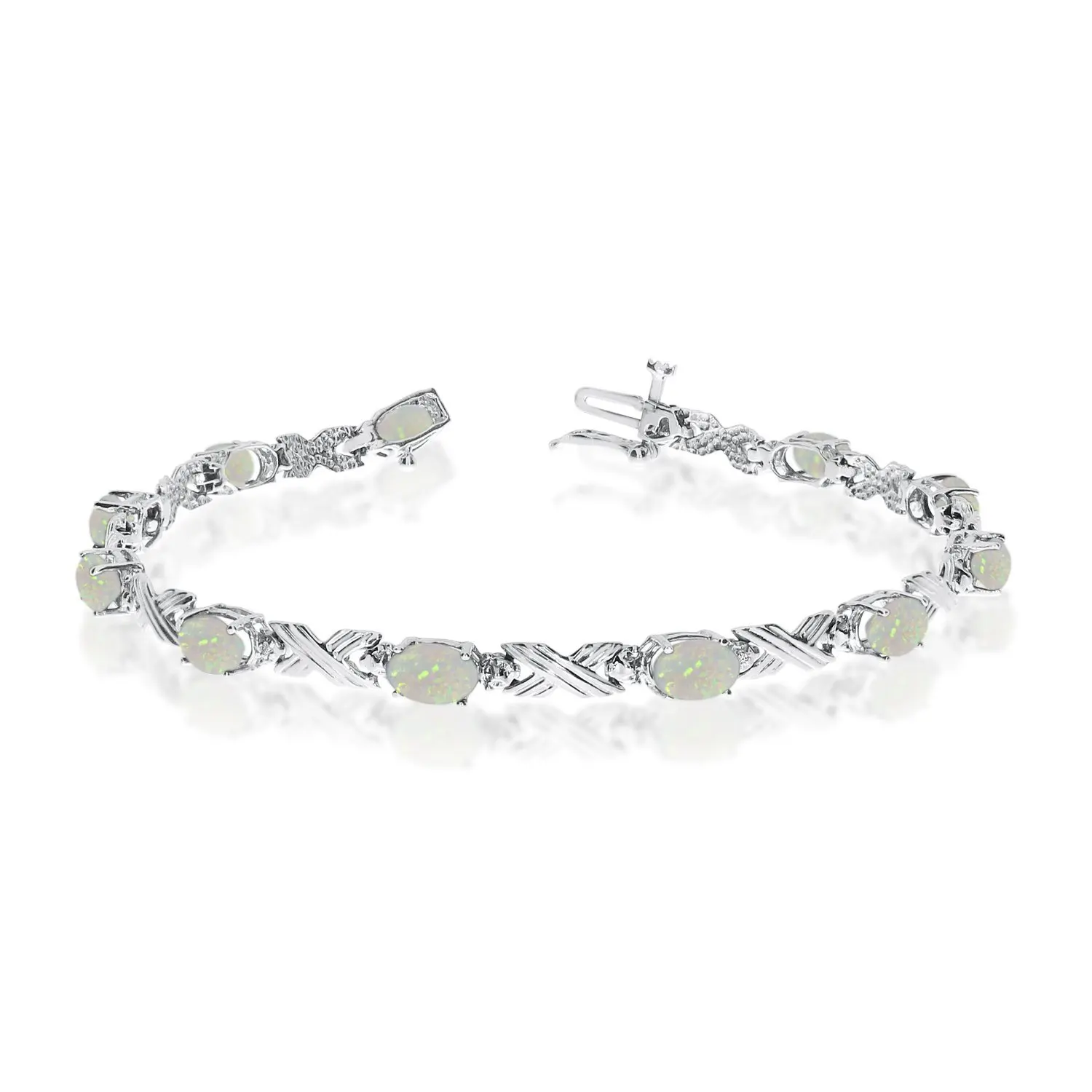 Opal Bracelet White Gold Find Deals Get Quotations 10k White Gold Oval Opal And Diamond Bracelet