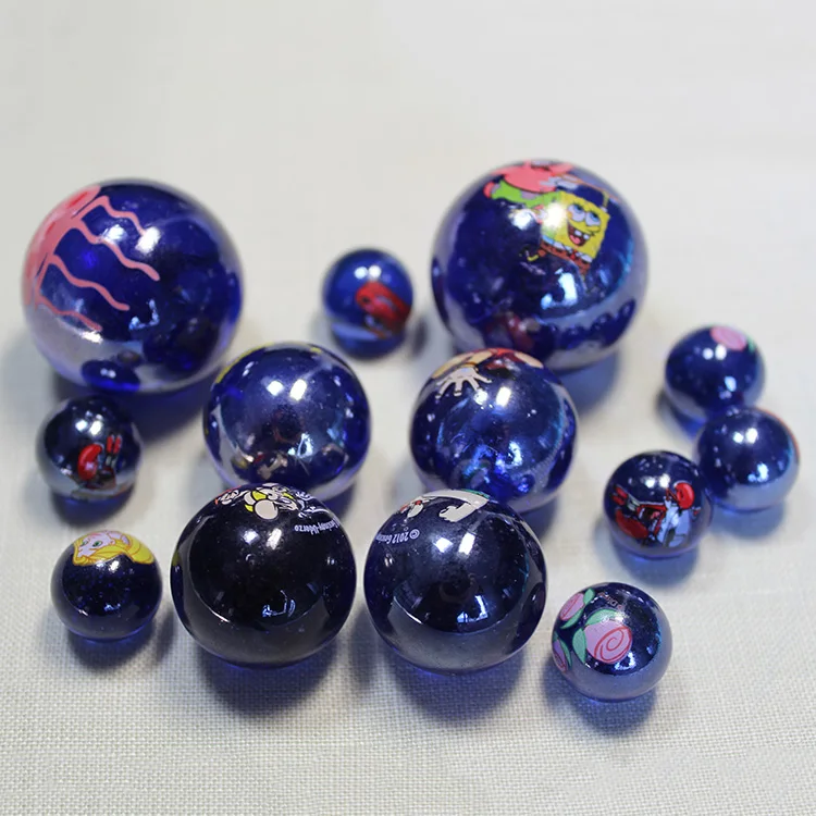 
Blue14mm children toy marble clear glass ball 