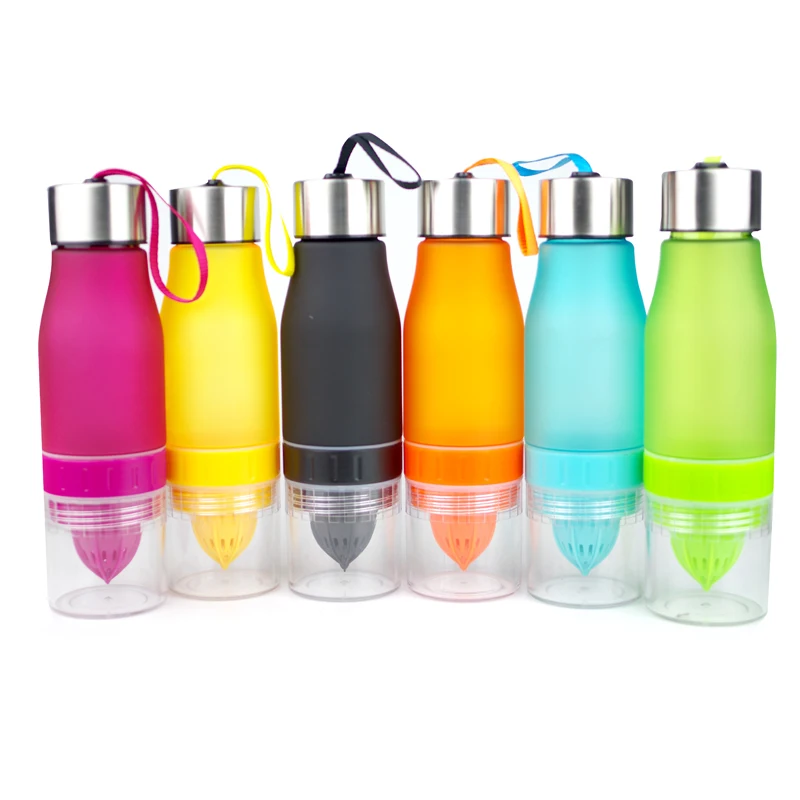 

BPA Free Plastic Drinkware Type H2O Fruit Infuser Lemon Water Bottle, Green/red/orange/blue/yellow and customized/personal color