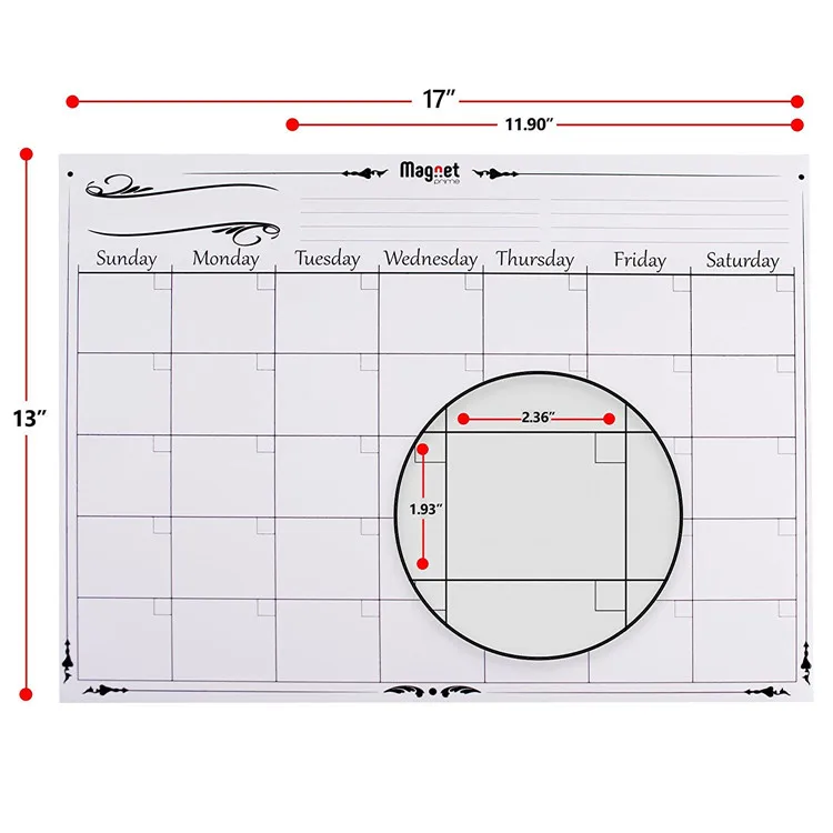 Eco Amigable Seco Borrar Mensual Magnético Planificador Pizarra Imán ...