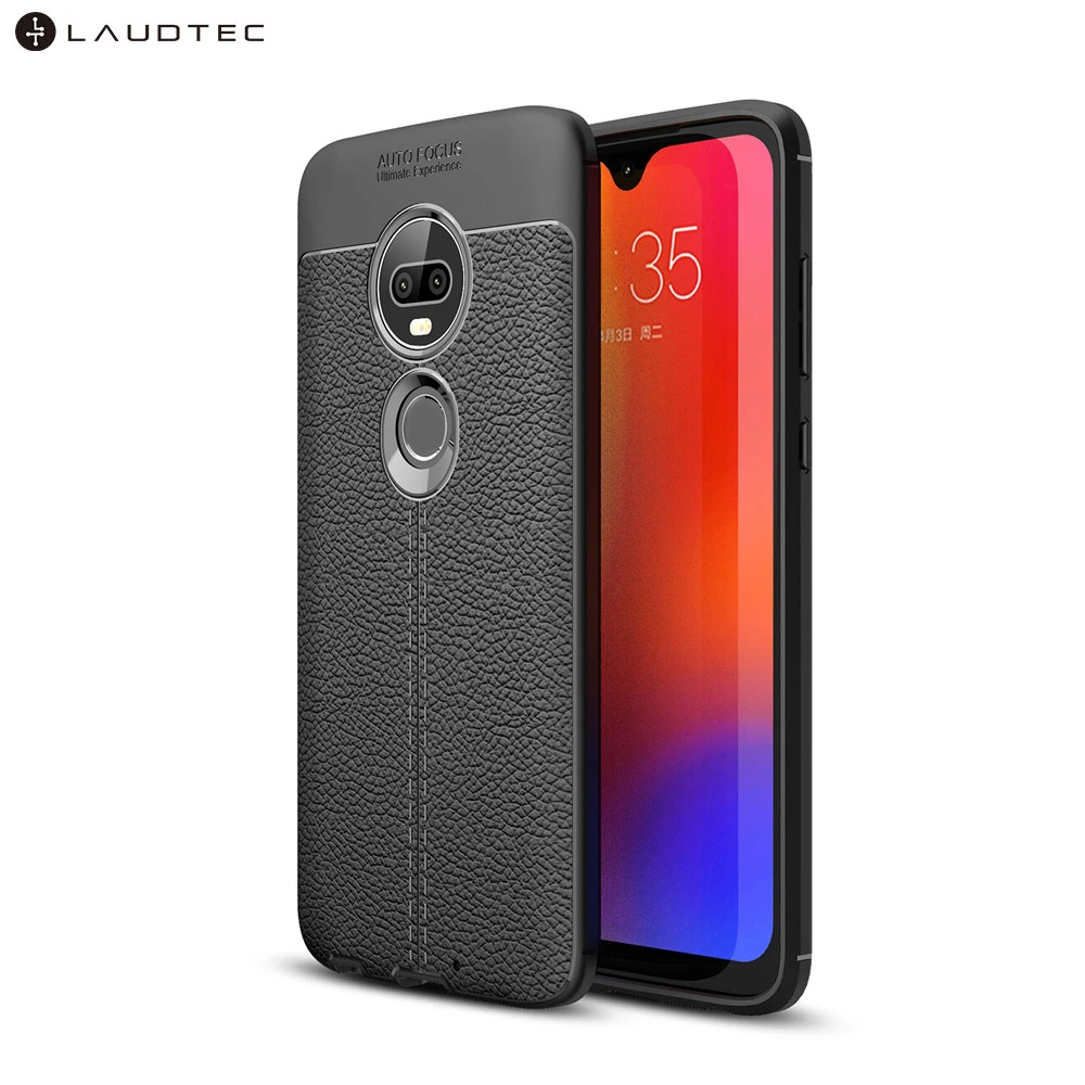 

Premium Litchi Leather Pattern TPU Back Cover Case For Moto G7