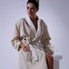 Brown Color Plain Dyed Glossy Cotton Kimono Bathrobe